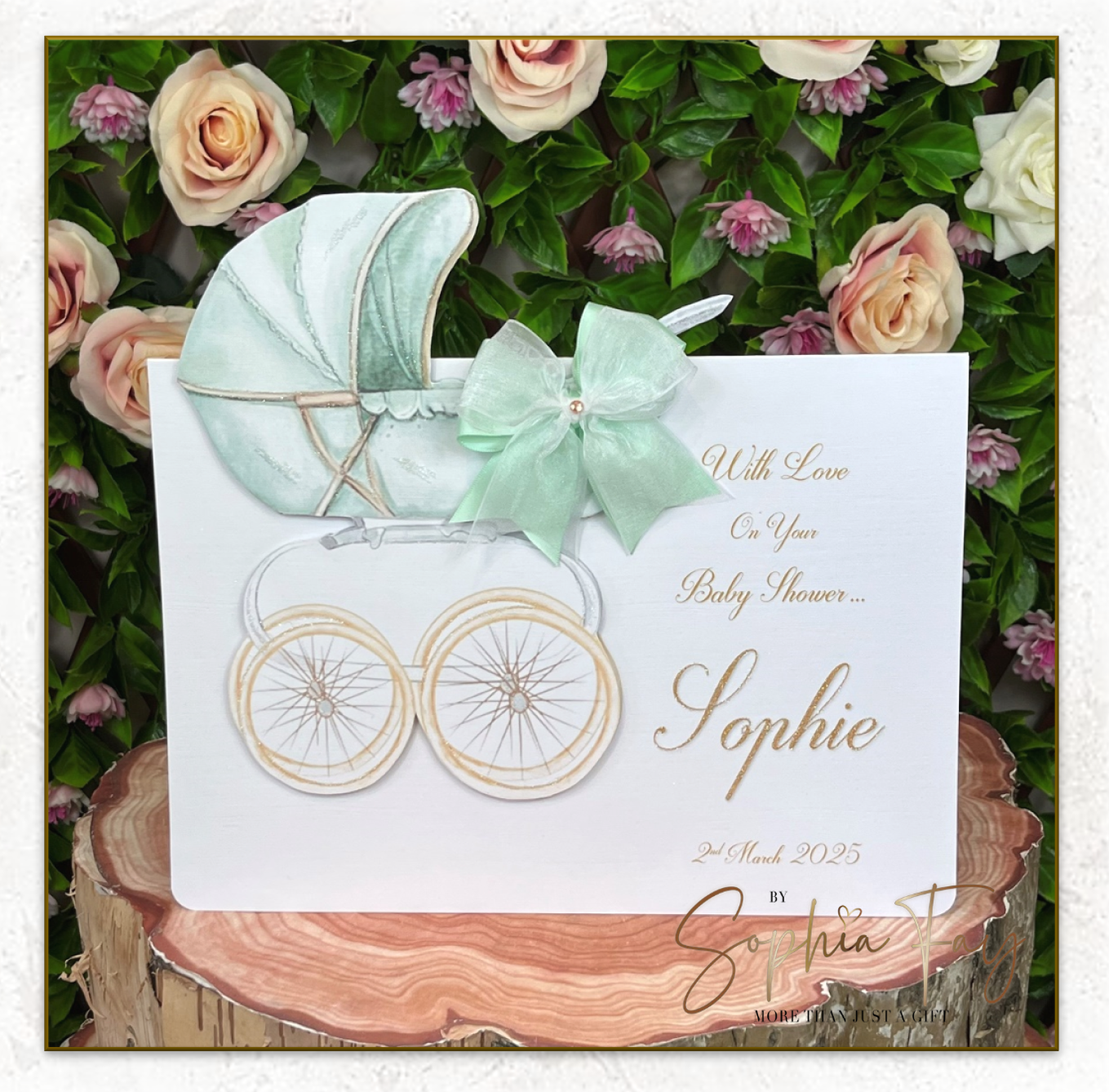 Baby Shower Pram Pop Up - Green