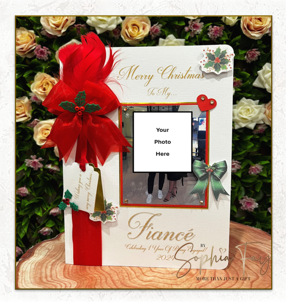 Christmas Feather & Holly Photo Card