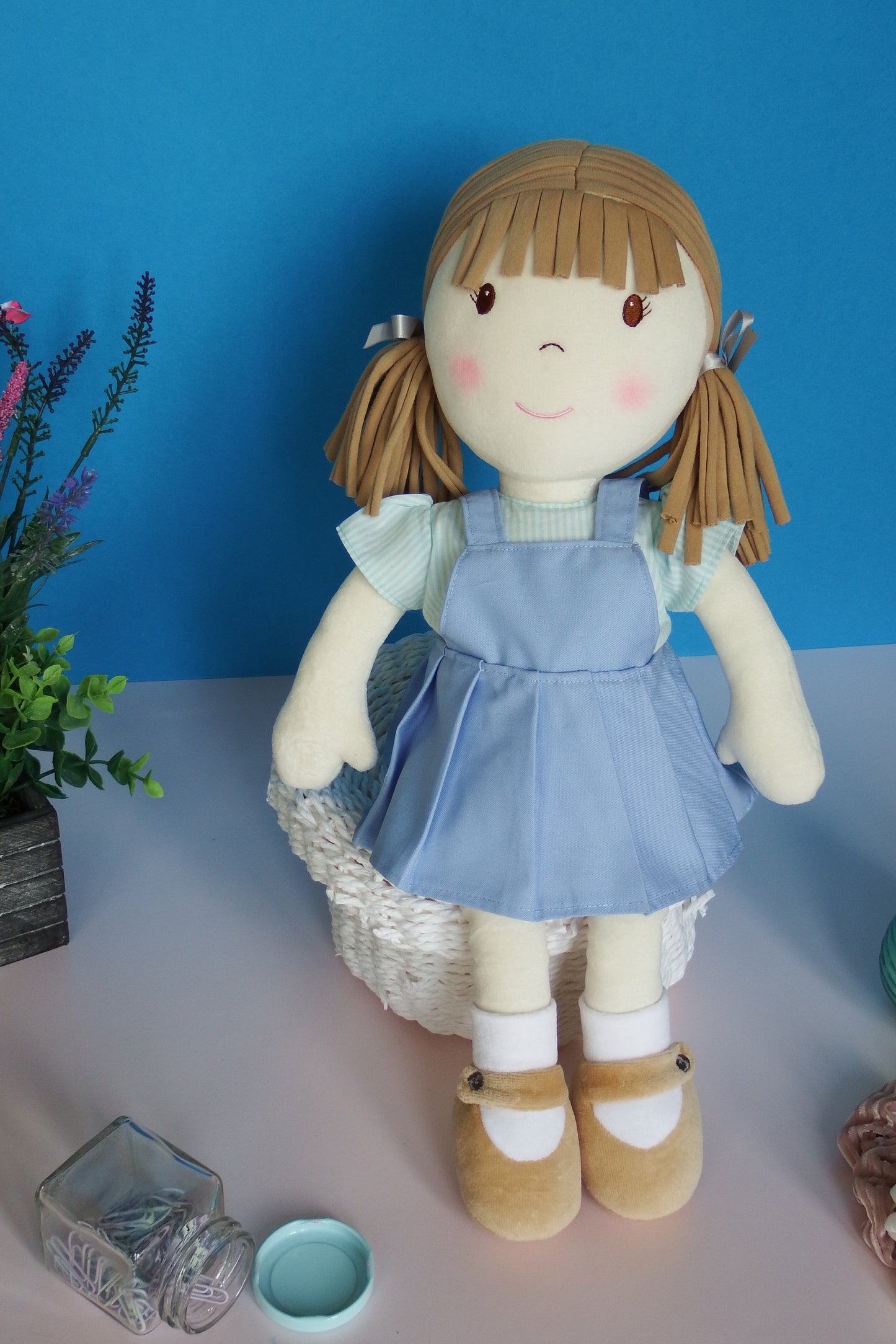 Rag Doll Belle - Blue school skirt and green top