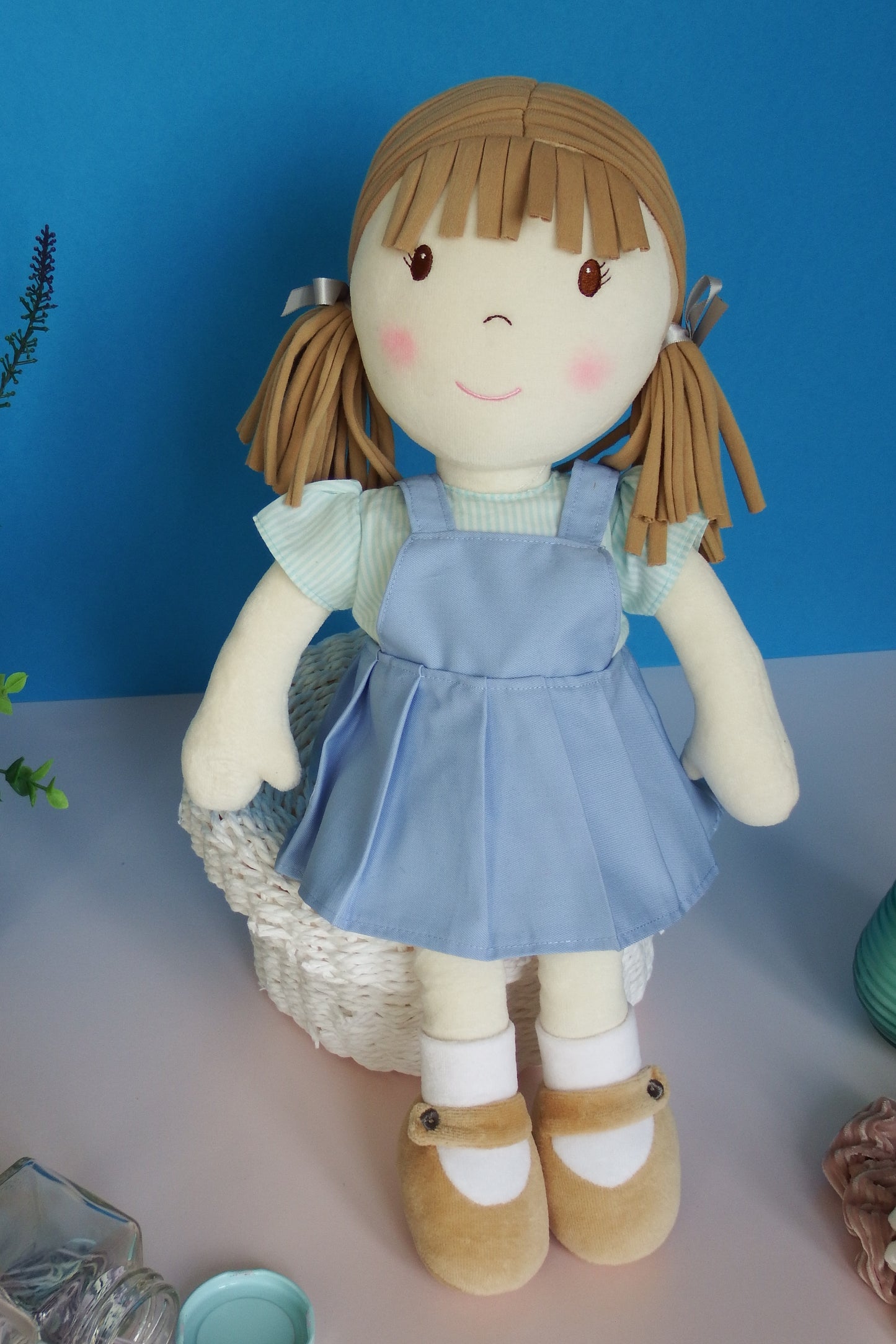Rag Doll Belle - Blue school skirt and green top