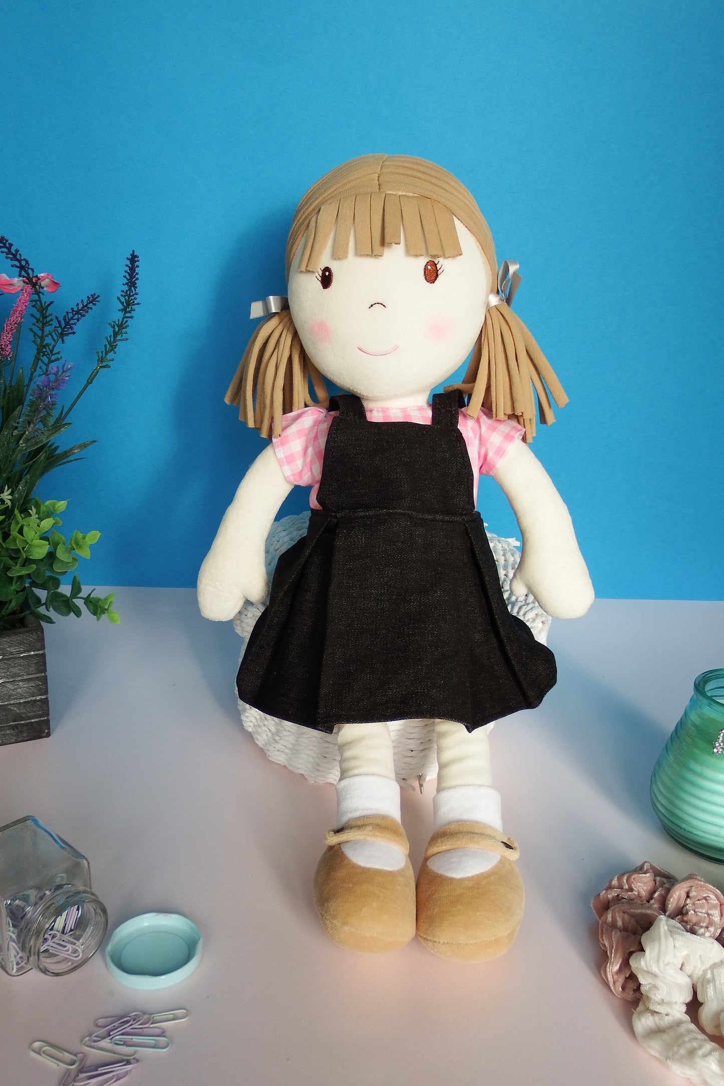 Rag Doll Belle - Black school dress with pink shirt