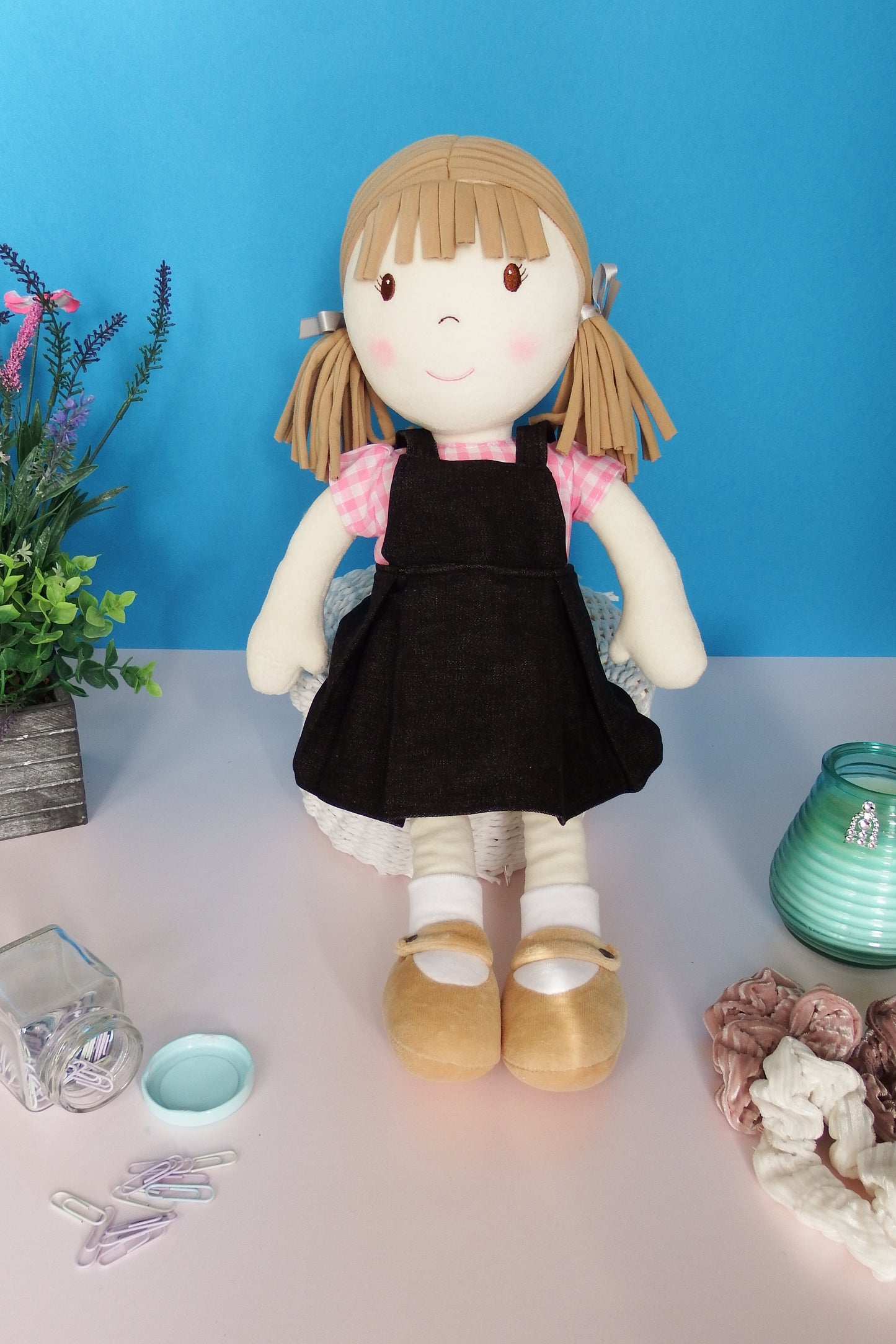 Rag Doll Belle - Black school dress with pink shirt