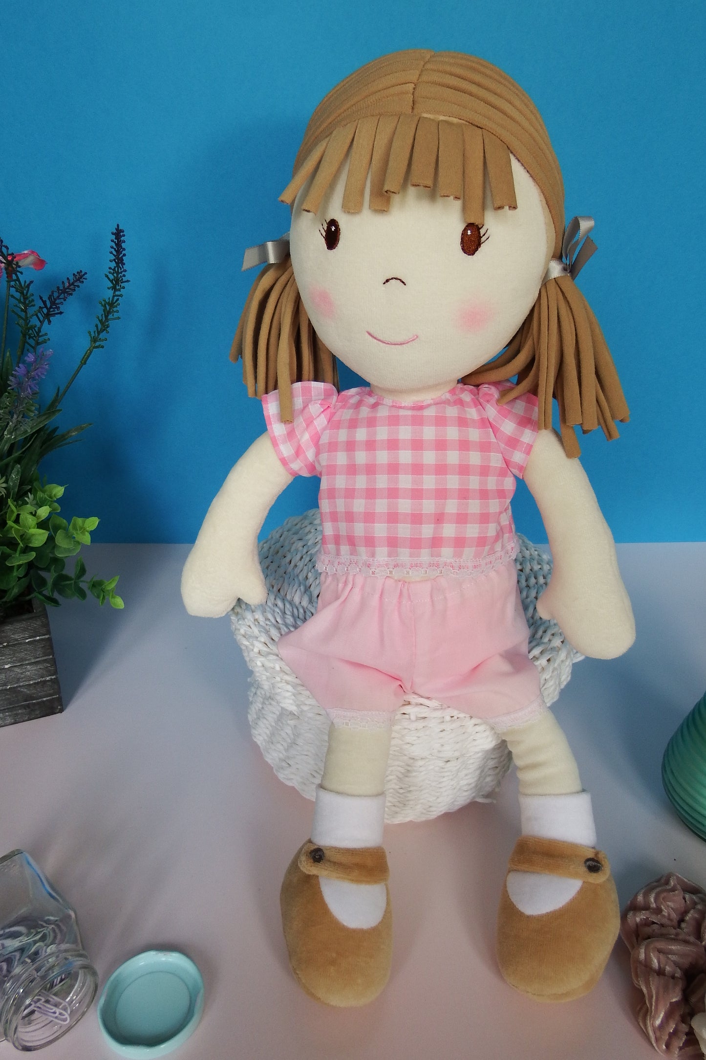Rag Doll Belle - Pink Shorts and Pink Checked Top