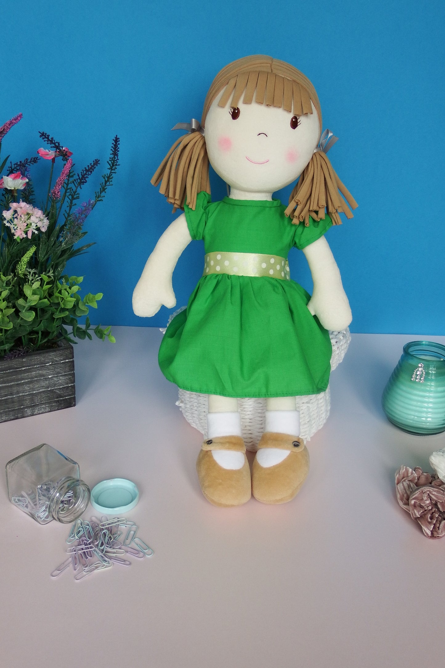 Rag Doll Belle - Green Cotton Dress