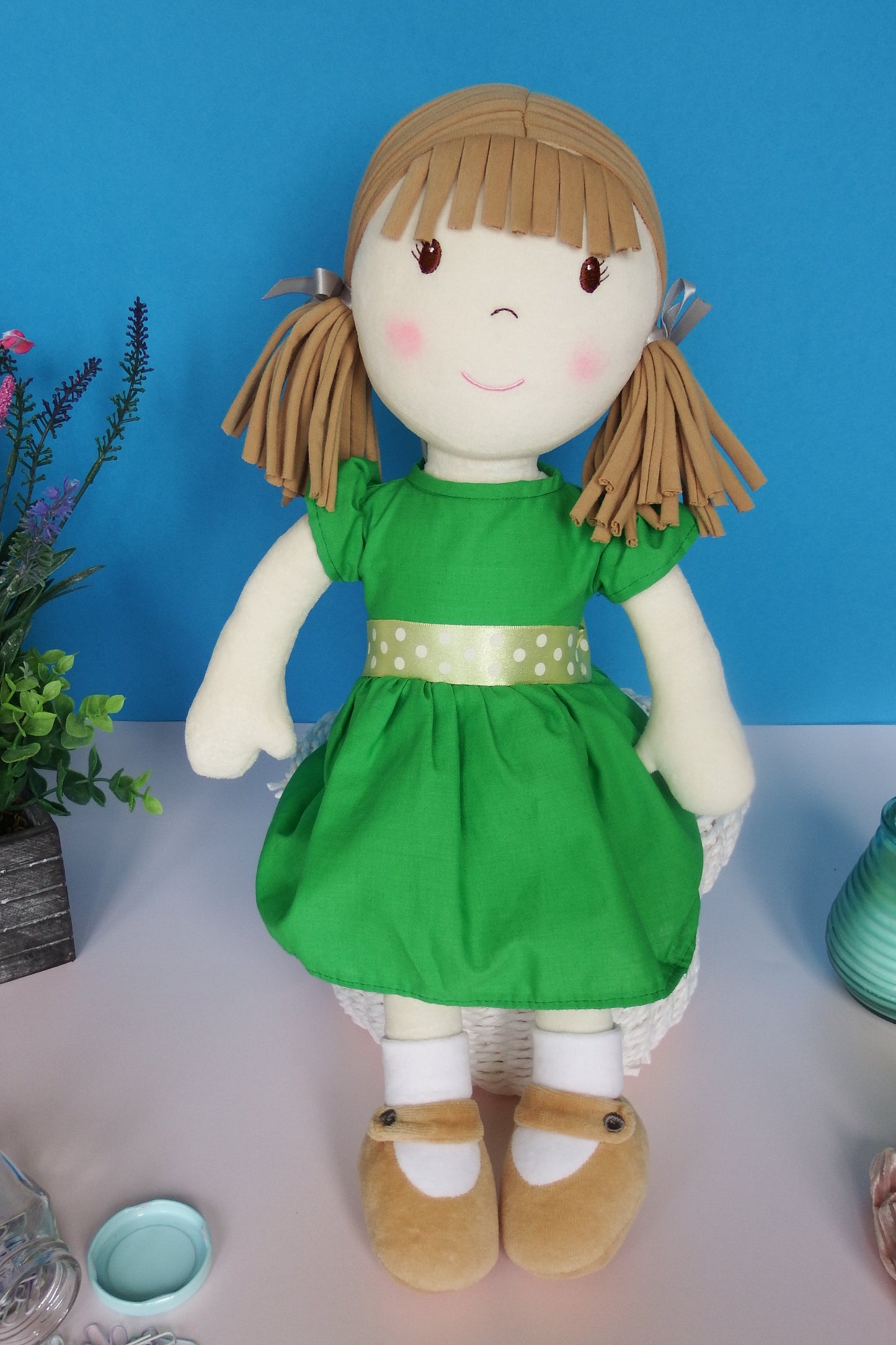 Rag Doll Belle - Green Cotton Dress
