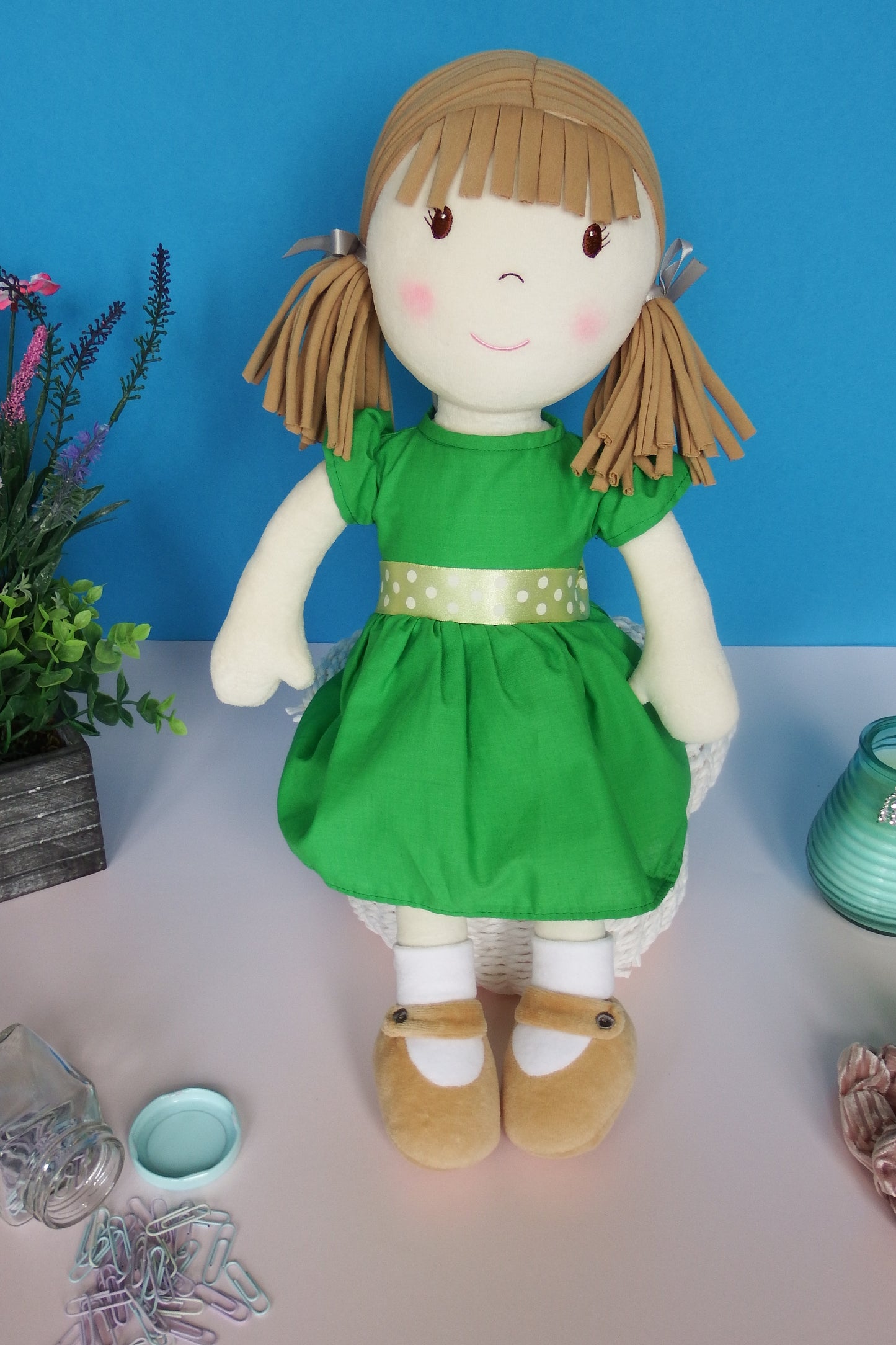 Rag Doll Belle - Green Cotton Dress