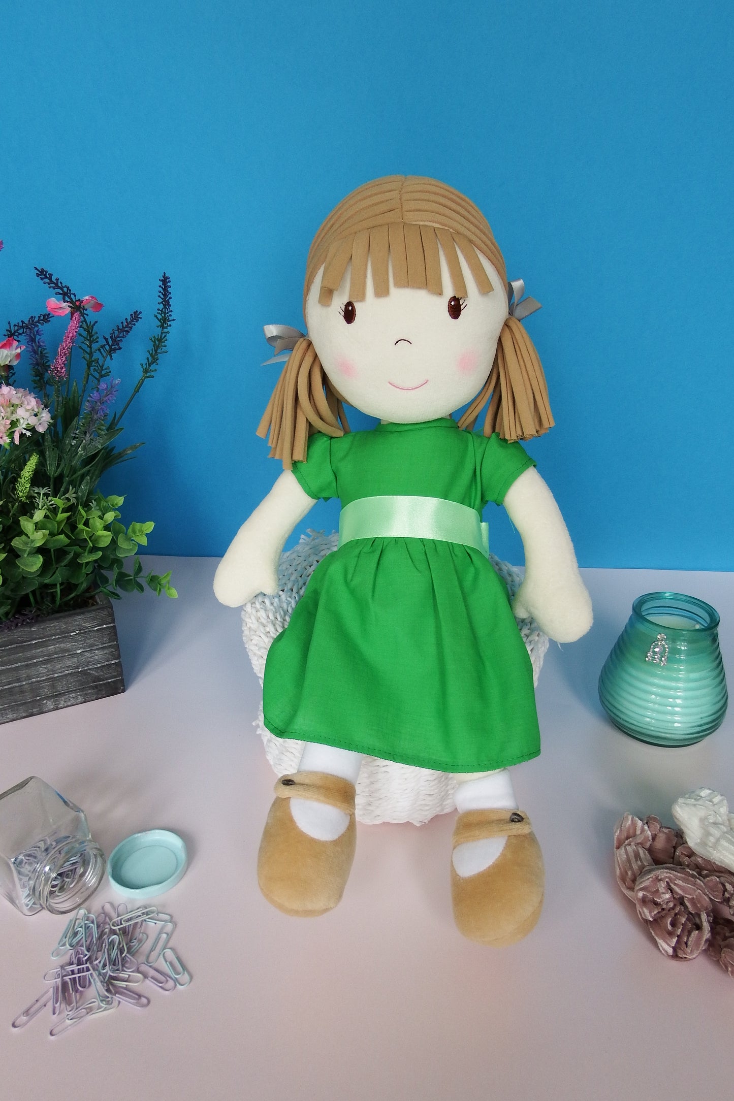 Rag Doll Belle - Green Cotton Dress