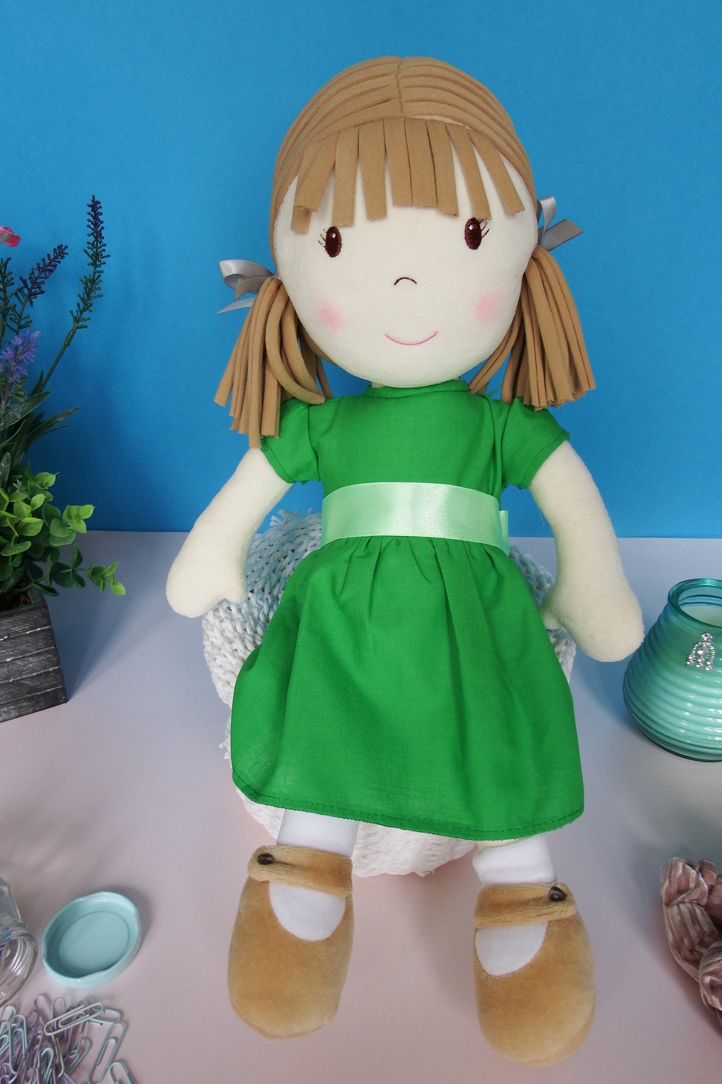 Rag Doll Belle - Green Cotton Dress
