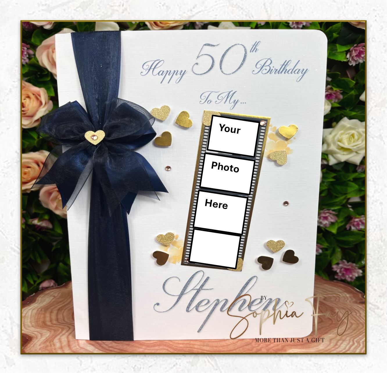 Film Strip Photo Card - Navy & Gold