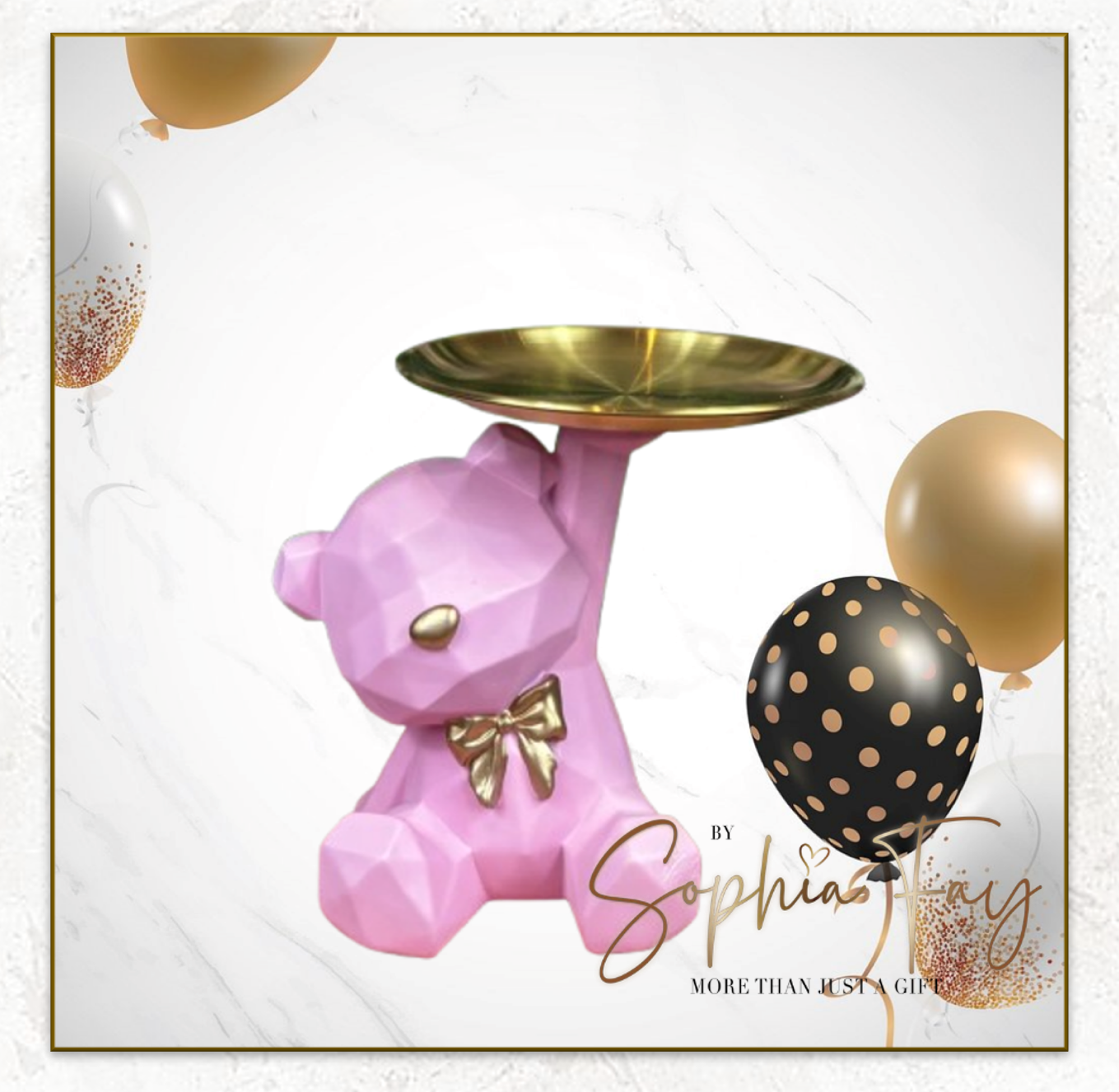 Bear Figurine Geometric Design
