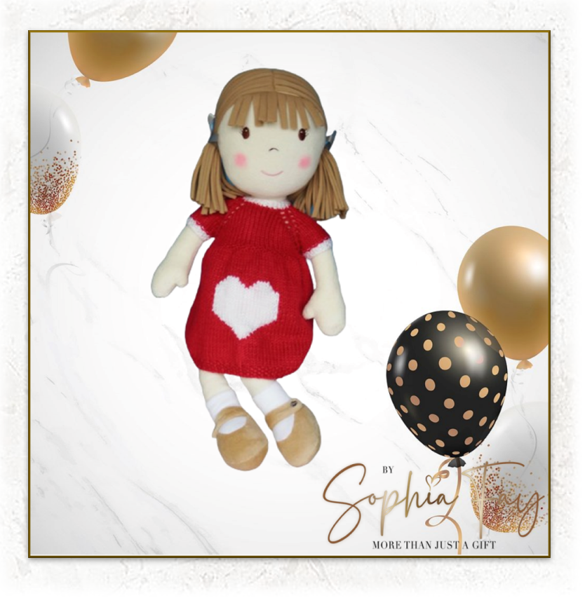 Rag Doll Belle - Knitted Heart Dress