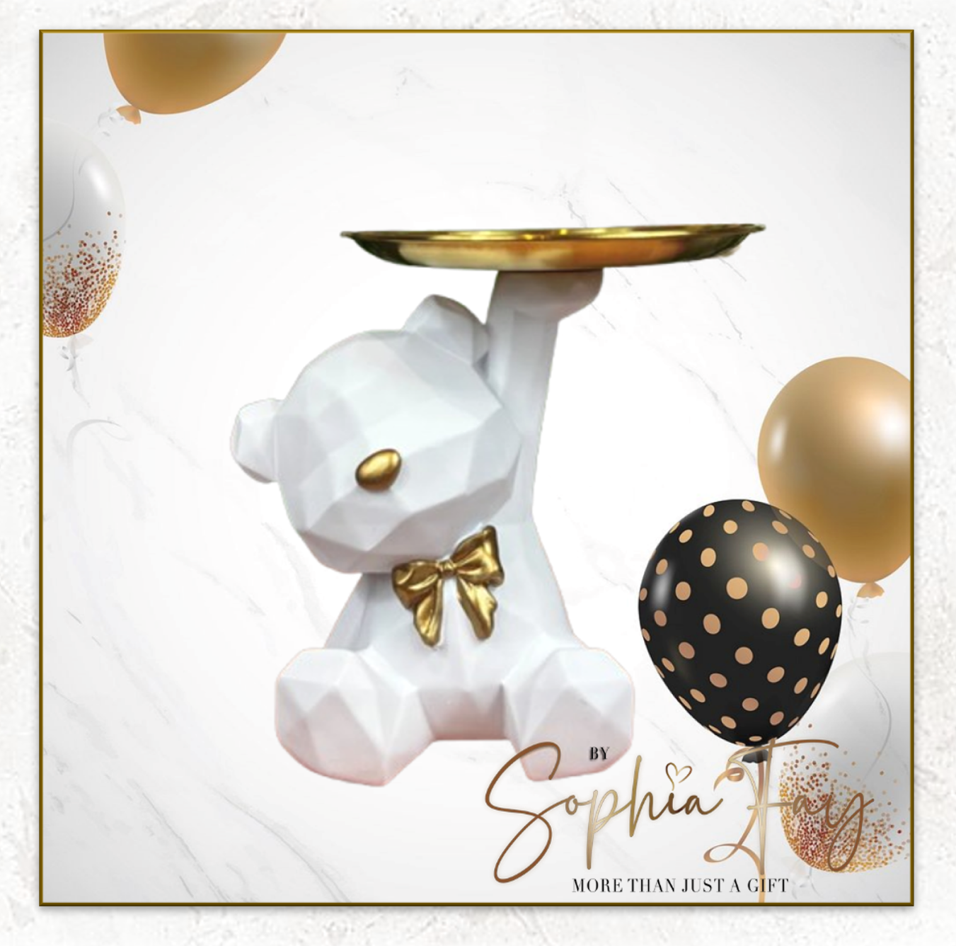Bear Figurine Geometric Design
