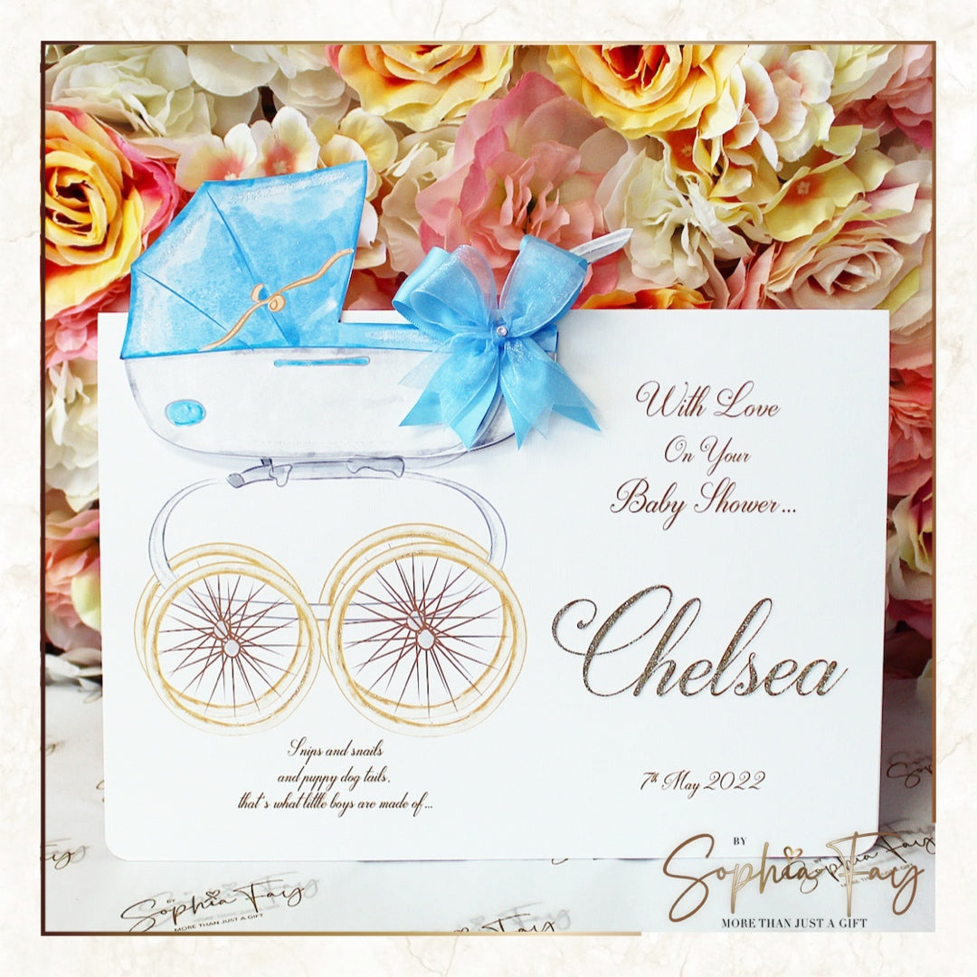 Baby Shower Pram Pop Up - BLUE