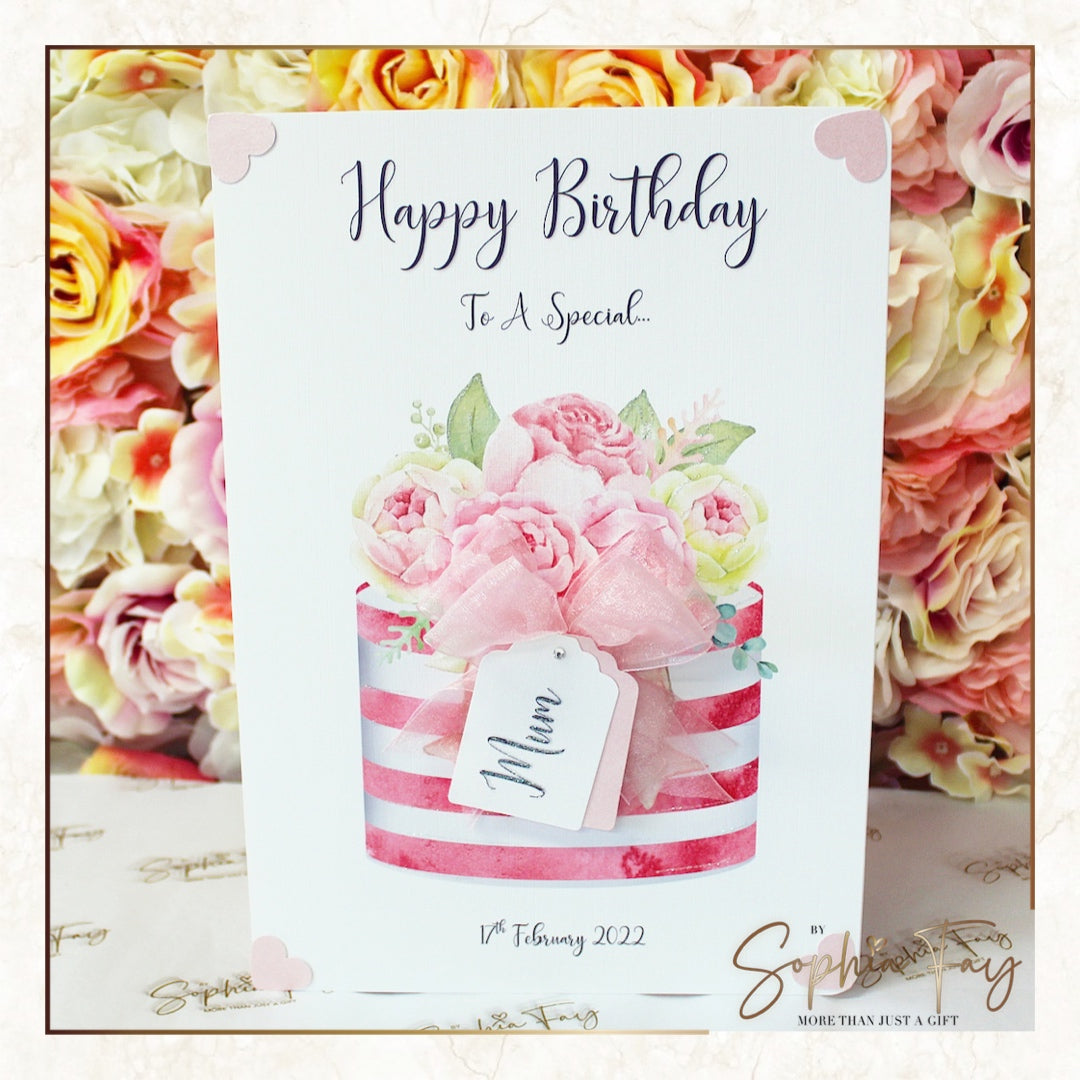Pink Stripe Floral Hatbox
