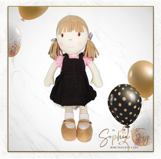 Rag Doll Belle - Black school dress with pink shirt