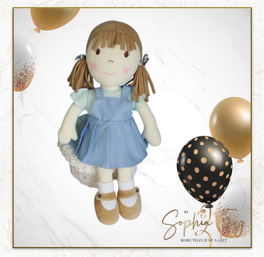 Rag Doll Belle - Blue school skirt and green top