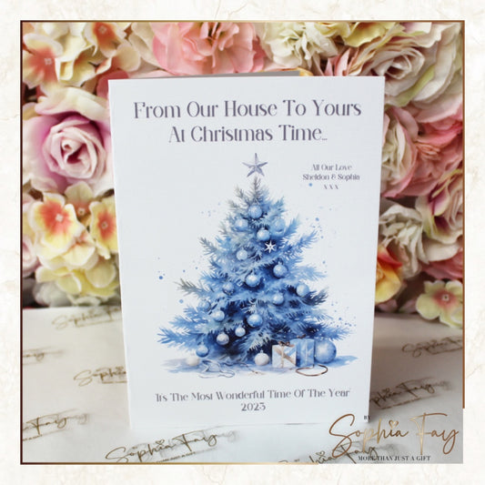 Silver & Blue Xmas Tree A5 Pack of 10