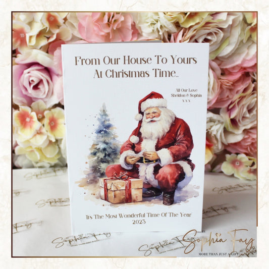 Santa with Gift A5 Pack of 10