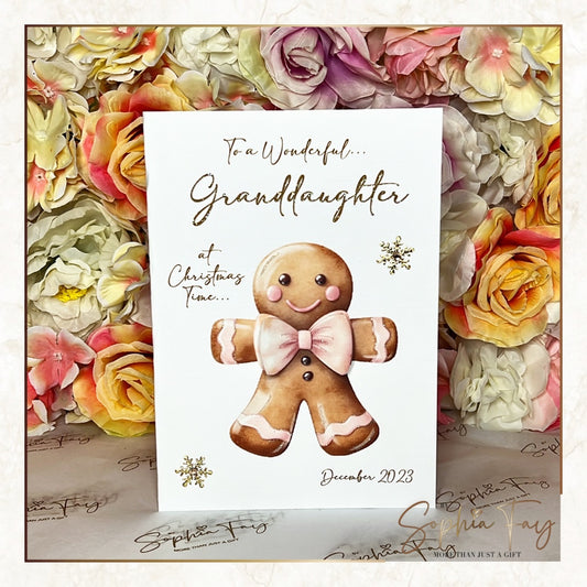 Gingerbread Pink Bow - Granddaughter
