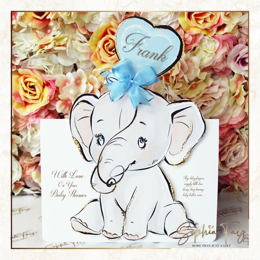 Baby Shower Elephant Pop Up - BLUE