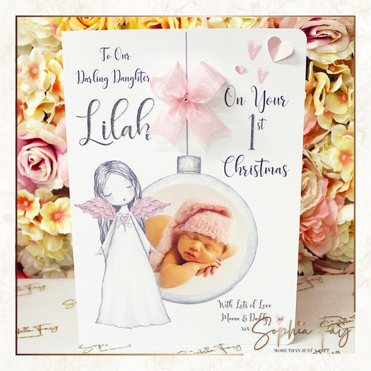 Pink Angel Photo Bauble