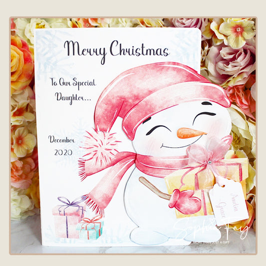 Pink Snowman Pop Up