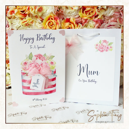 Pink Stripe Floral Hatbox